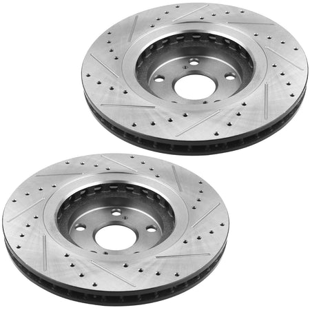 MotorbyMotor-Front Drilled & Slotted Disc Brake Rotors +Ceramic Pads Fits for Lexus NX200t NX300 NX300H RX350 RX450H, Toyota Highlander Sienna-All Model MotorbyMotor