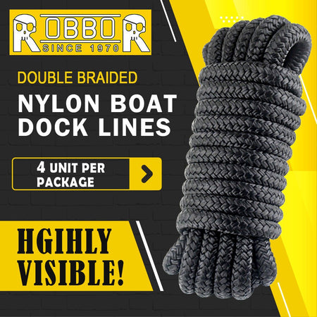 1/2" X 20' Double Braided Nylon Boat Dock Lines Pre - spliced