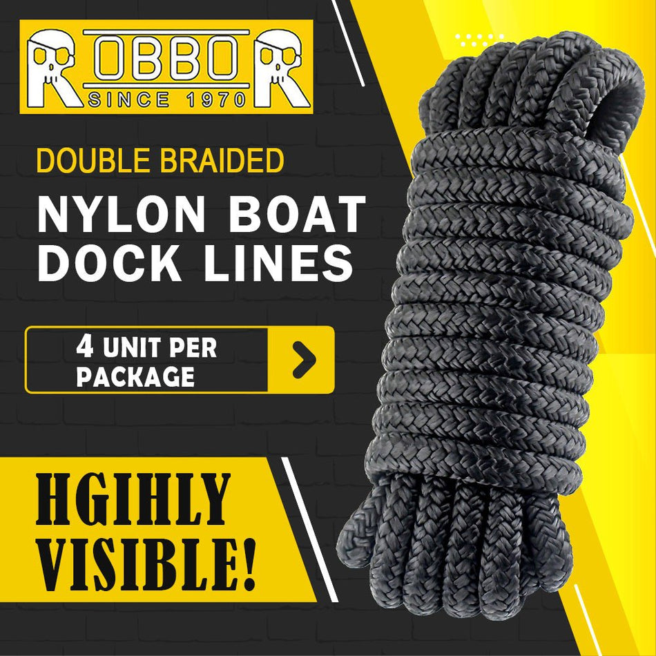 1/2" X 20' Double Braided Nylon Boat Dock Lines Pre - spliced