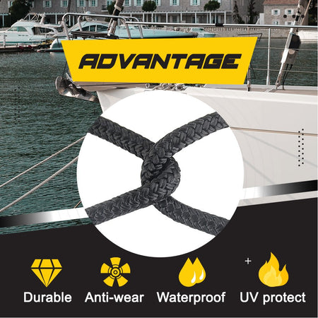 1/2" X 20' Double Braided Nylon Boat Dock Lines Pre - spliced