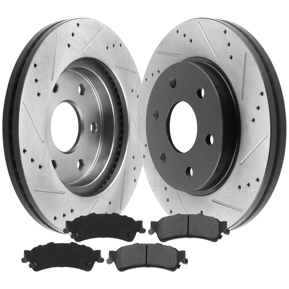 MotorbyMotor Front Rear Brake Kits Rotors and Cearmic Pads fits for Chevy Tahoe Astro Silverado Suburban Avalanche 1500; GMC Sierra 1500 Yukon XL 1500 Safari Disc Brake Rotor & Brake Pad