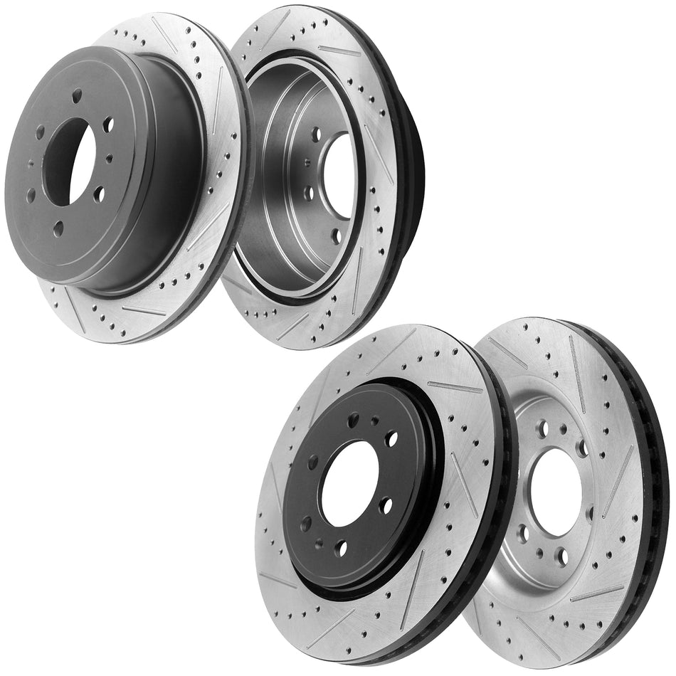 Front & Rear Drilled & Slotted Brake Rotors for Ford F-150