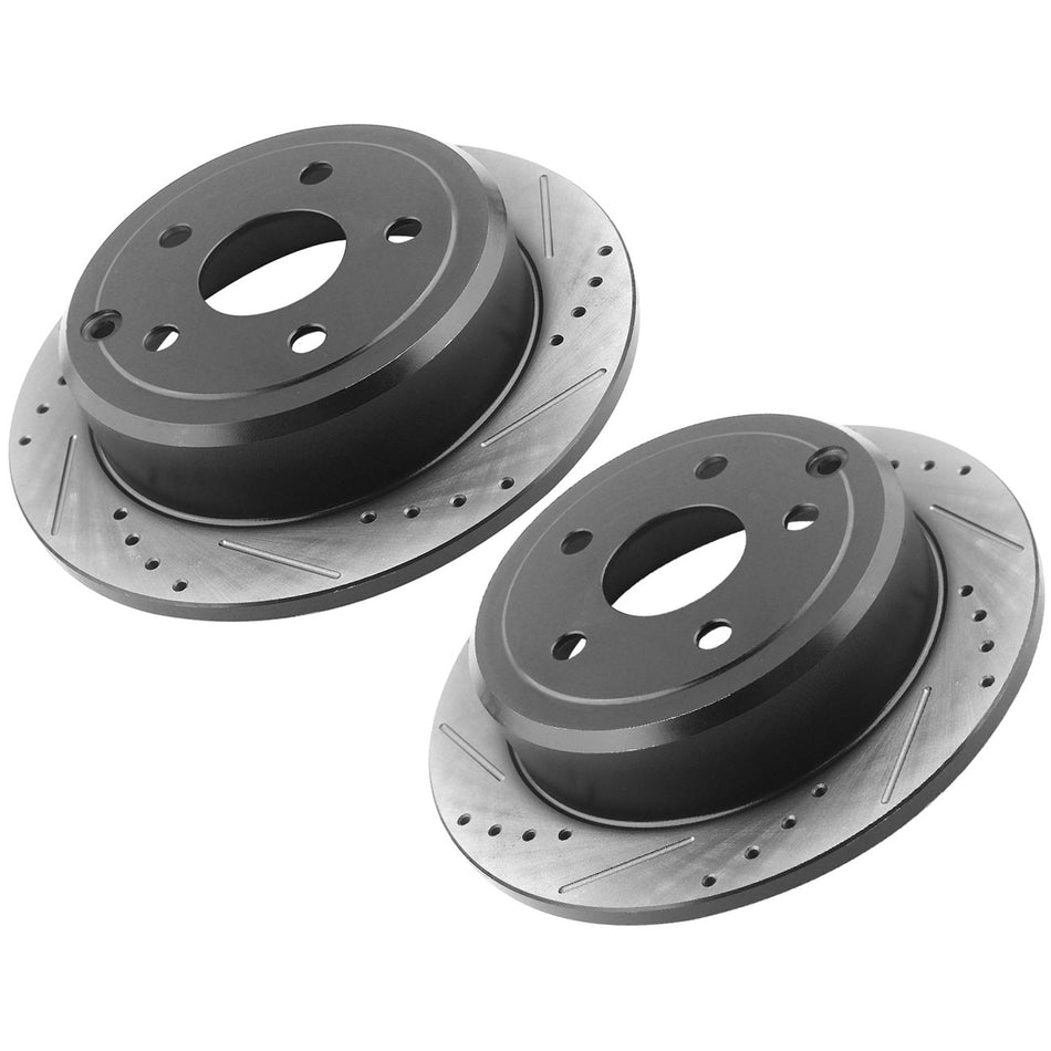 Front Drilled and Slotted Disc Brake Rotors for Mitsubishi Lancer, Chrysler 200 Sebring, Dodge Avenger Caliber, Jeep Compass Patriot
