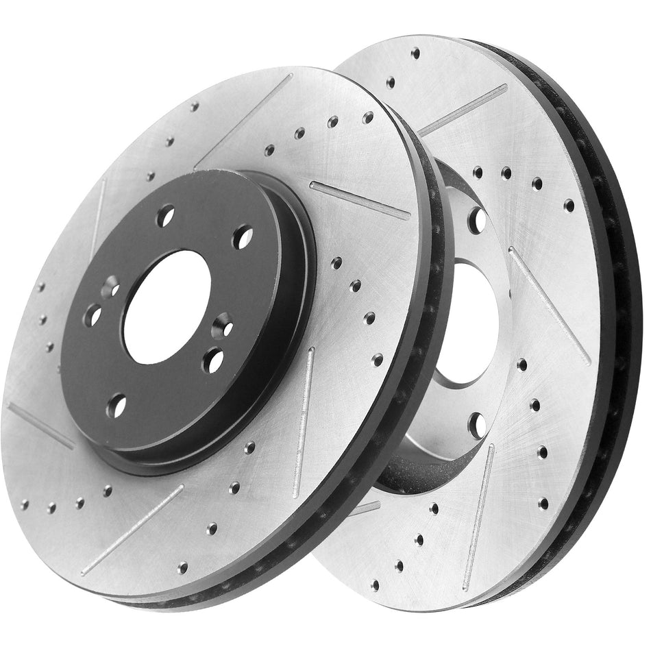 Front & Rear Drilled and Slotted Disc Brake Rotors for Jeep Grand Cherokee (EXCLUDING SRT MODELS), 2011-2020 Dodge Durango Disc Brake Rotors