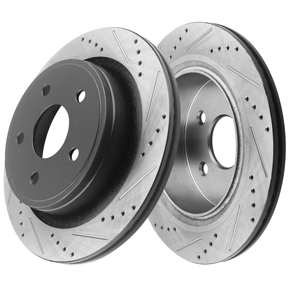 Front & Rear Drilled & Slotted Brake Rotors for Chrysler Aspen, Dodge Durango Ram 1500, Ram 1500