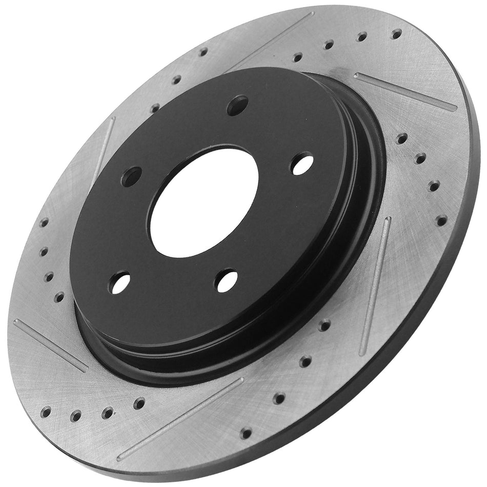 Front and Rear Drilled & Slotted Brake Rotor for Chrysler Town & Country, Dodge Grand Caravan Journey, Ram C/V, Volkswagen Routan