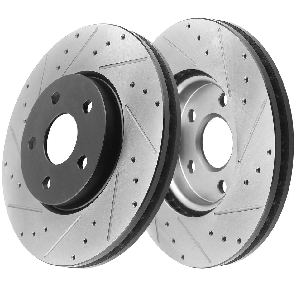 Front Drilled and Slotted Disc Brake Rotors for 2010-2017 Chevrolet Equinox GMC Terrain