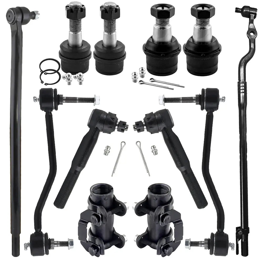 MotorbyMotor 4WD Front Suspensiont Kit Replacement for 2000-2005 Ford Excursion, 2000-2004 Ford F-250 F-350 Super Duty Lower Upper Ball Joints and Tie Rod End Sway Bar Links 12pc Set MotorbyMotor