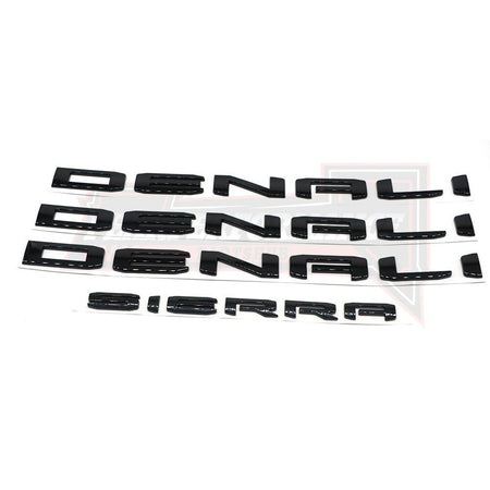 Denali Gloss Black Emblem Letters 4PCS Sierra Truck Upgrade