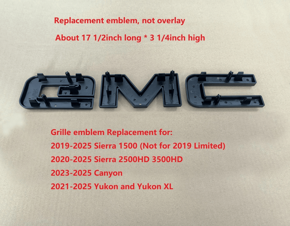 GMC Black Front Grille Emblem Replacement Sierra Yukon Canyon