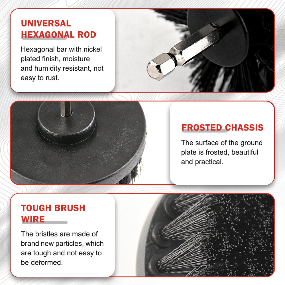 Pro Drill Brush Cleaning Set 3PCS | Bathroom & Tile Scrubber