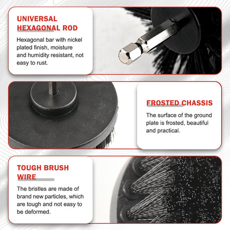 Pro Drill Brush Cleaning Set 3PCS | Bathroom & Tile Scrubber