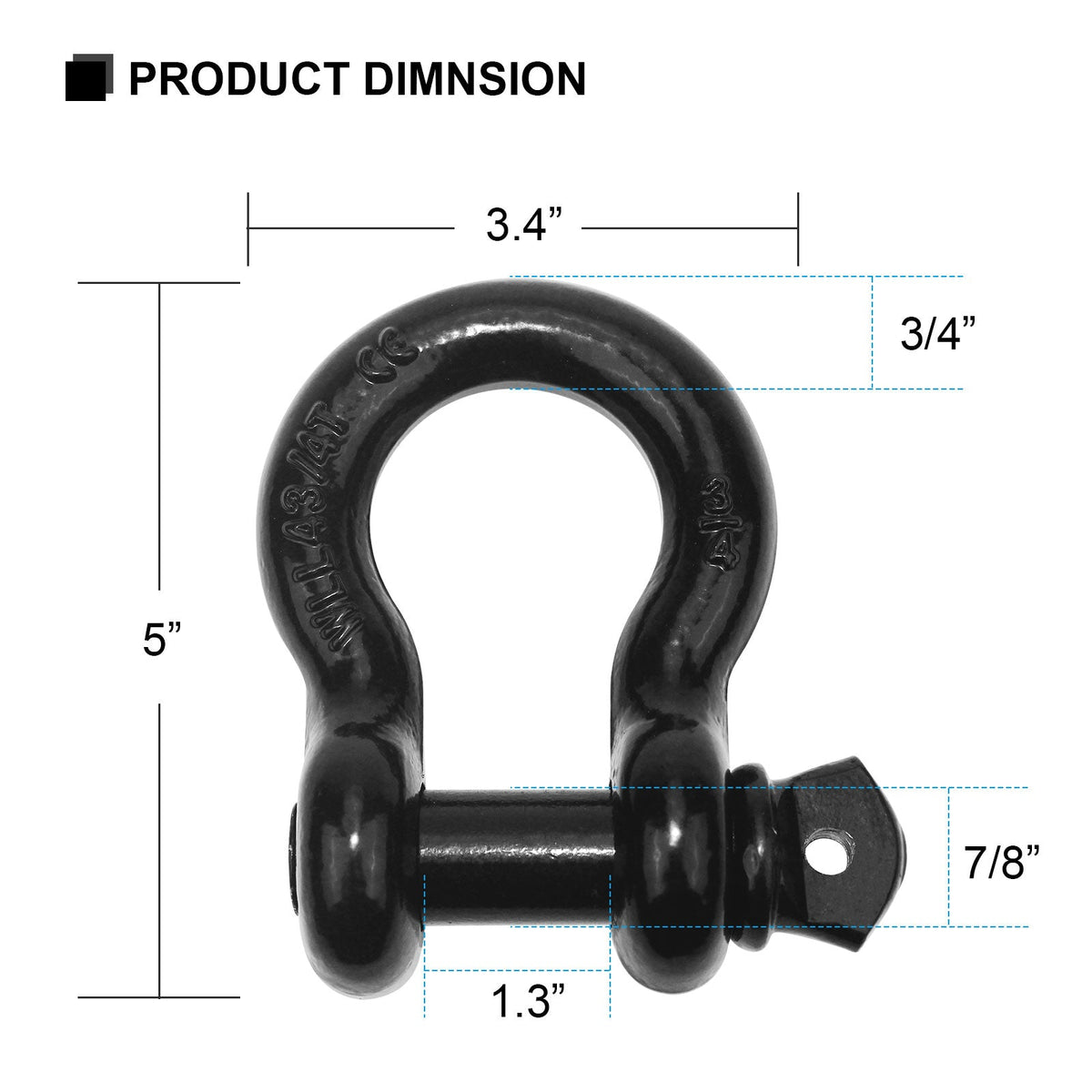 Robbor 3/4"d Ring Shackle With 7/8" Screw Pin And Shackle