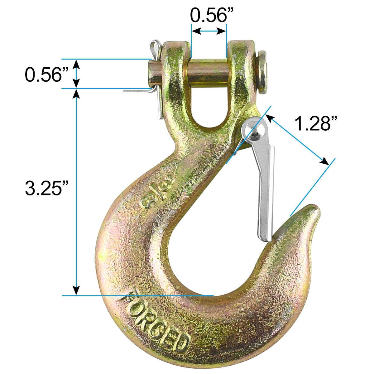 Robbor 3/8 Inch Clevis Hook With Safety Latch