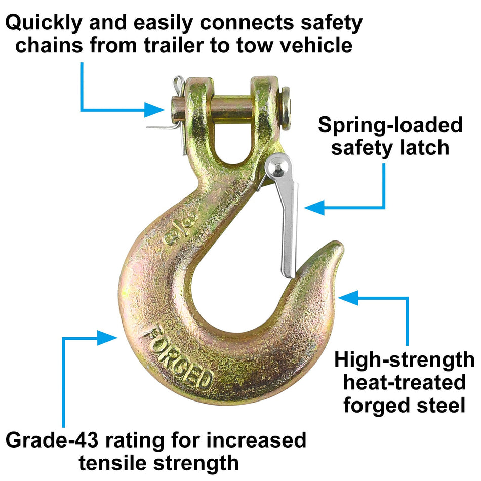 Robbor 3/8 Inch Clevis Hook With Safety Latch