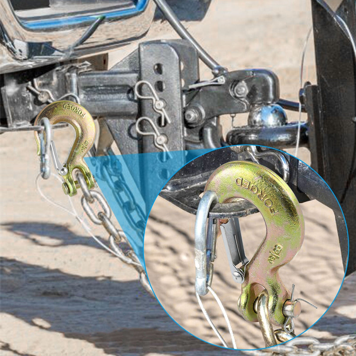 Robbor 3/8 Inch Clevis Hook With Safety Latch