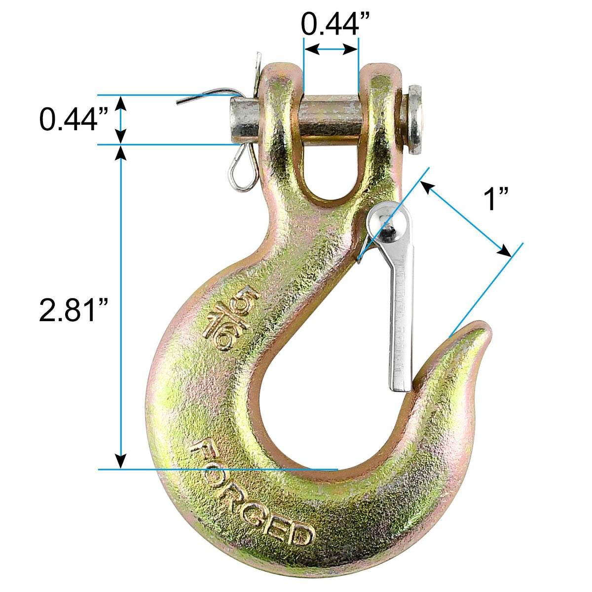 Robbor 5/16 Inch Clevis Hook With Safety Latch