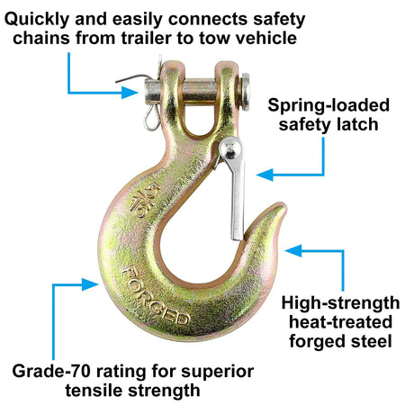 Robbor 5/16 Inch Clevis Hook With Safety Latch