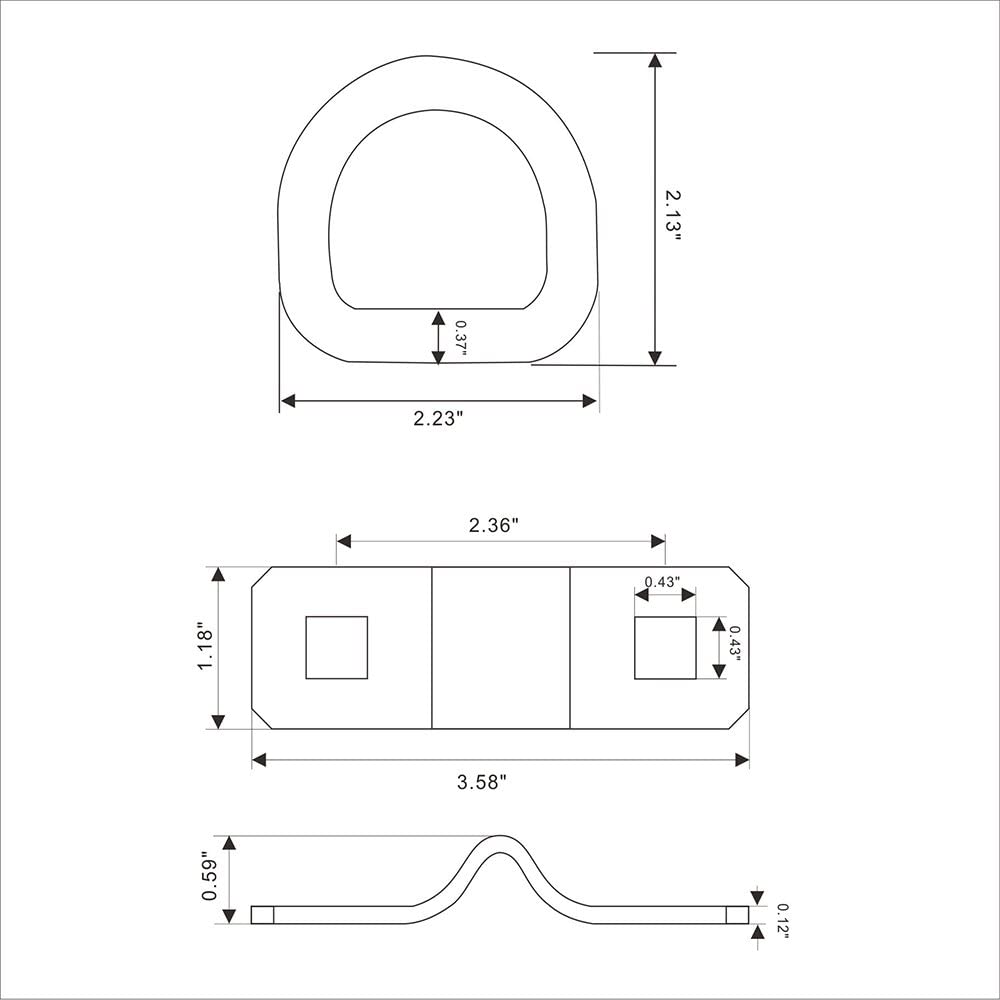Robbor D Rings Tie Down Anchors 3/8”