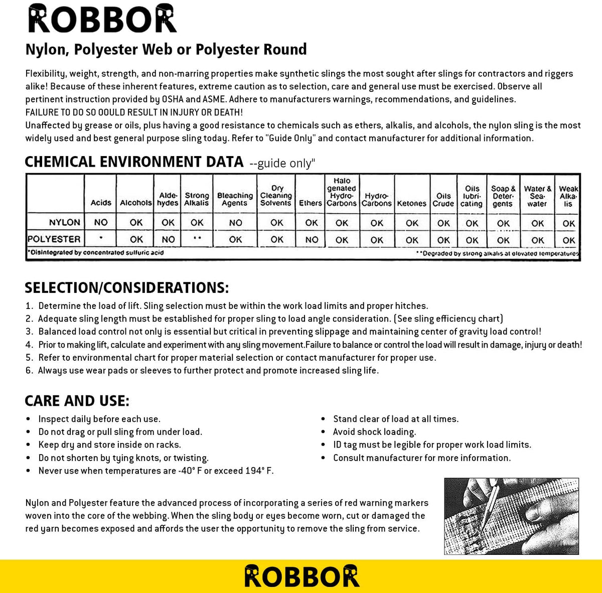 Robbor Nylon Lift Sling Webbing Straps 2in. 7 Ft.