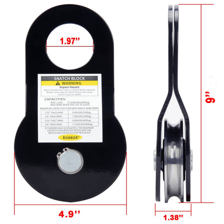 Robbor Snatch Block Heavy Duty Winch Pulley Block