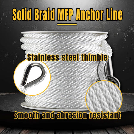 Robbor Solid Braid Mfp Anchor Rope With Stainless Steel