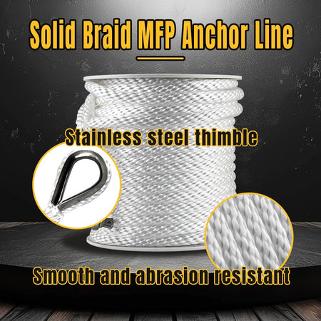 Robbor Solid Braid Mfp Anchor Rope With Stainless Steel