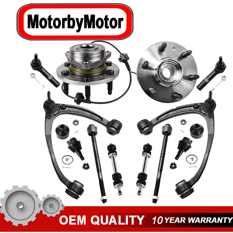 MotorbyMotor 515096 (4WD) Front Wheel Bearing Hub Assembly & Suppension Kits for Cadillac Escalade ESV EXT, Chevy Avalanche Silverado 1500 Suburban Tahoe, GMC Sierra 1500 Yukon XL Upper Control Arm MotorbyMotor
