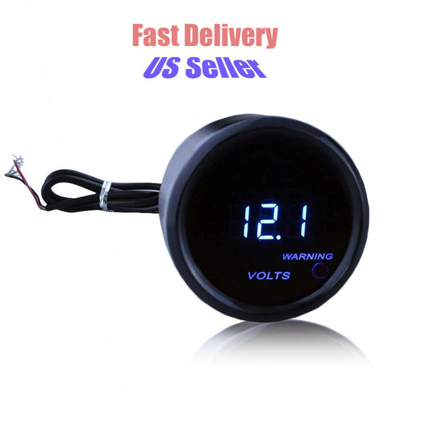 12V Volt Voltage Gauge Blue LED 2" 52mm Electronic Voltmetet Volts Gauge Meter with Sensor for Car Vehicle Auto MotorbyMotor