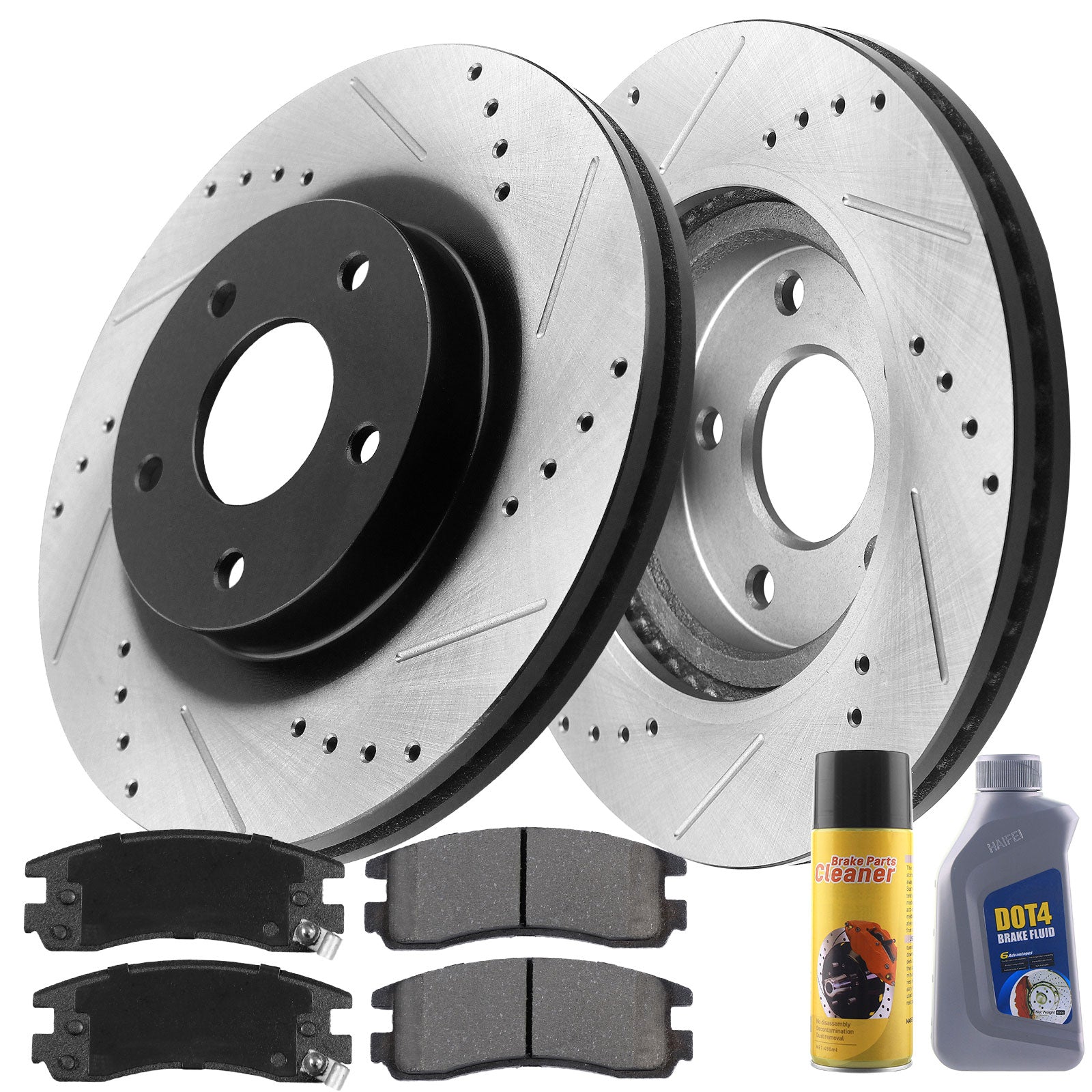 MotorbyMotor Rear Brake Rotors 278mm Drilled & Slotted Design Brake Rotor & Brake Pad kit Including CLEANER DOT4 FLUID Fits for Buick Lacrosse (V8 Models), Chevrolet Impala Monte Carlo (All Models) MotorbyMotor
