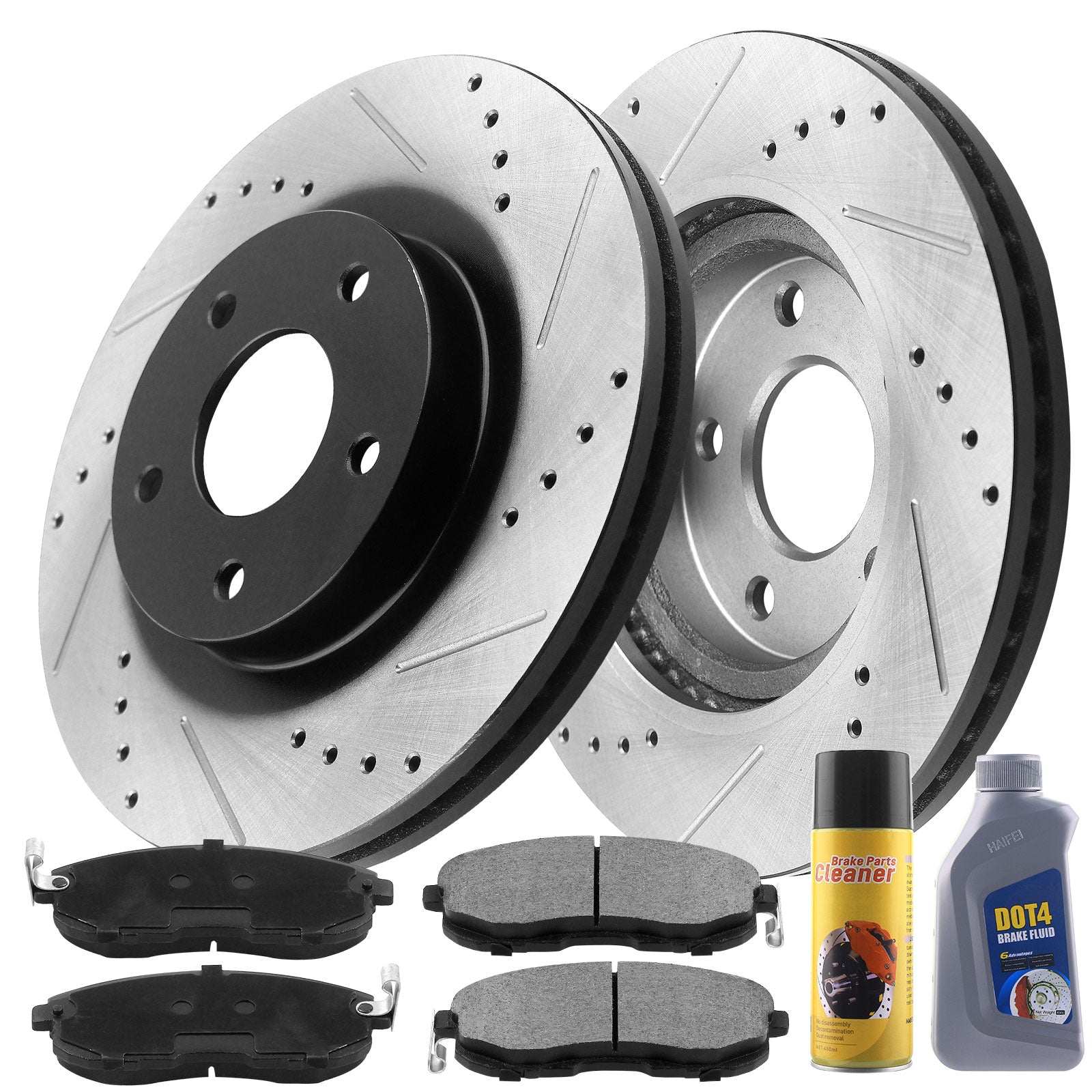 MotorbyMotor Rear Brake Rotors 313mm Drilled & Slotted Design Brake Rotor & Brake Pad kit Including CLEANER DOT4 FLUID Fits for Honda Polit 2003-2008 (All Models), Acura MDX 2001 - 2006 (AWD Models) MotorbyMotor