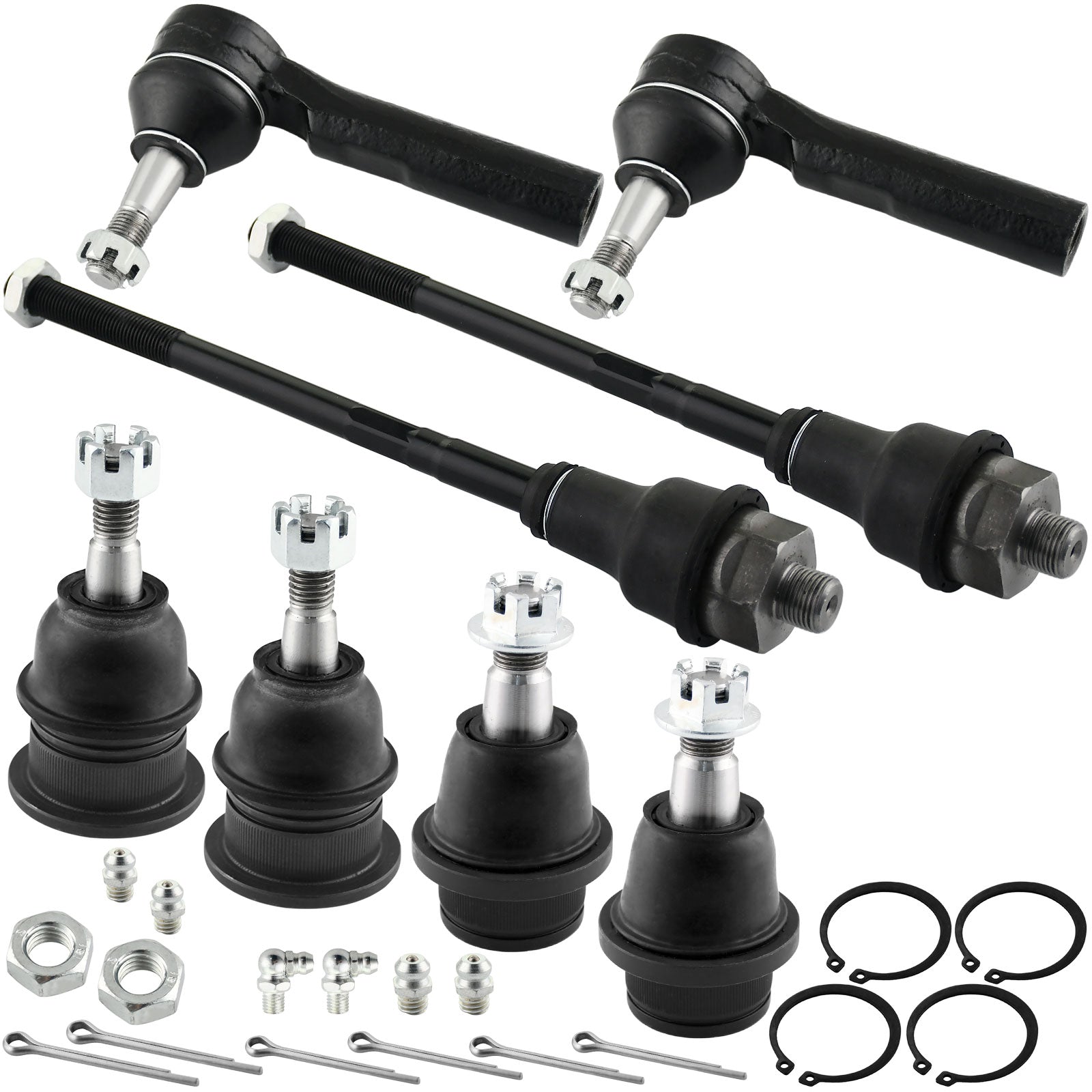 8 Pcs Front Inner and Outer Tie Rod End Link + Front Upper and Lower Ball Joint Kit Fits for Chevrolet Silverado Suburban Avalanche 1500 Tahoe, GMC Sierra 1500 Yukon And XL, Cadillac Escalade ESC EXT MotorbyMotor