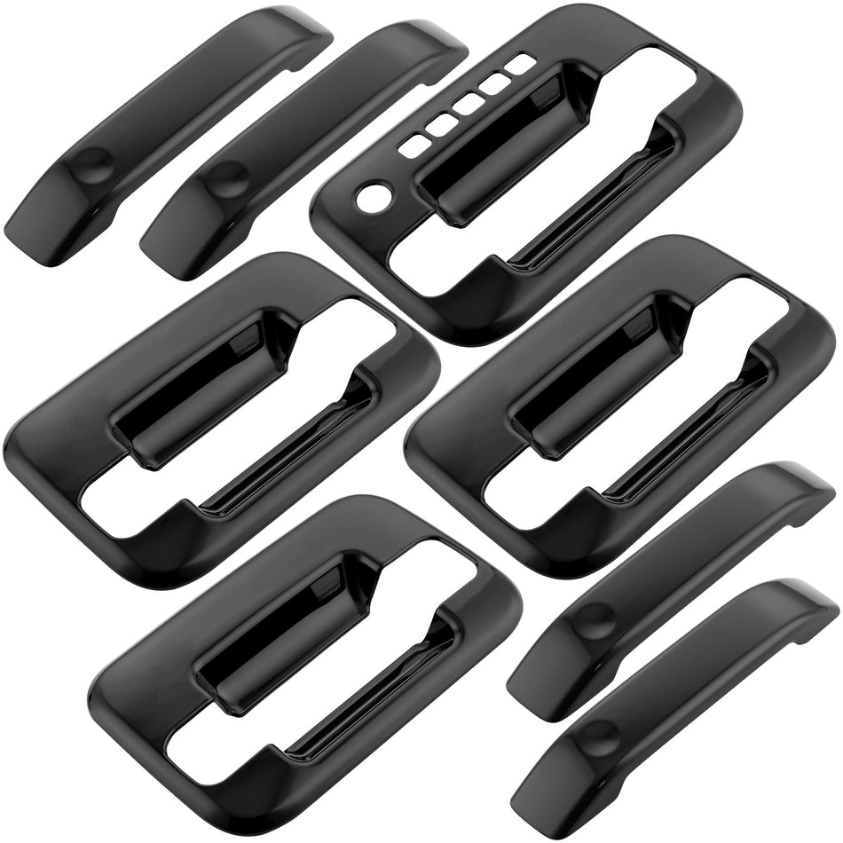 4PCS Exterior Door Handle Fits for 2004 2005 2006 2007 2008 2009 2010 2011 2012 2013 2014 Ford F150 Outer Outside Car Door Handle (Gloss Black) MotorbyMotor