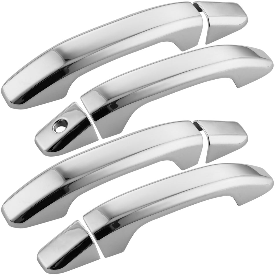 MotorbyMotor 4 Pcs Chrome Exterior Door Handle Fits for Chevy Silverado 1500 2500HD 3500HD Suburban Tahoe, GMC Sierra 1500 2500HD 3500HD Yukon XL Car Door Handle MotorbyMotor