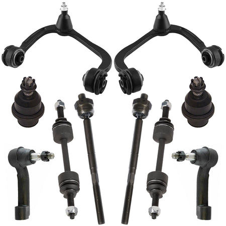 MotorbyMotor 10pc Front Upper and Lower Control Arm Suspension Kit Ball Joint w/Outer and Inner Tie Rods Sway Bar Links Fits for Ford F-150 2009-2014 (4WD, Not for Raptor Models) MotorbyMotor