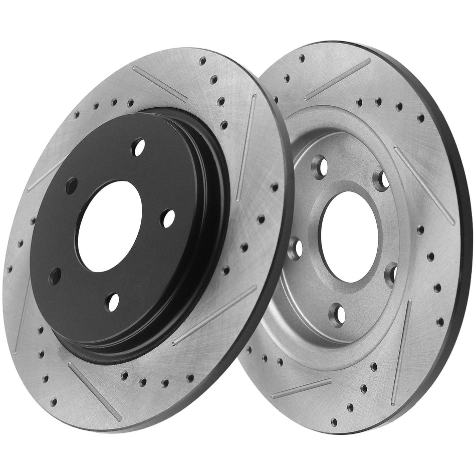 MotorbyMotor Rear Brake Rotors 305mm Drilled & Slotted Brake Rotor Fits for Chrysler Town & Country, Dodge Grand Caravan Journey, Ram C/V, Volkswagen Routan MotorbyMotor