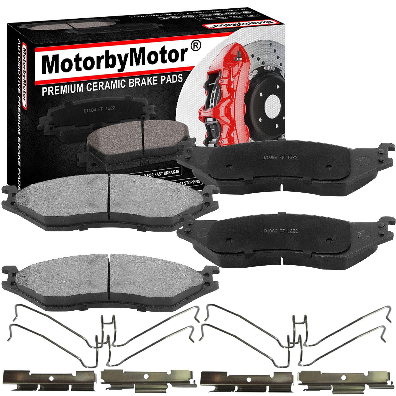 Front & Rear Ceramic Brake Pads w/Hardware Kits Fits for Ford F-450 F-550 Super Duty (All Models)-Ceramic Low Dust Brake Pad-4 Pack MotorbyMotor