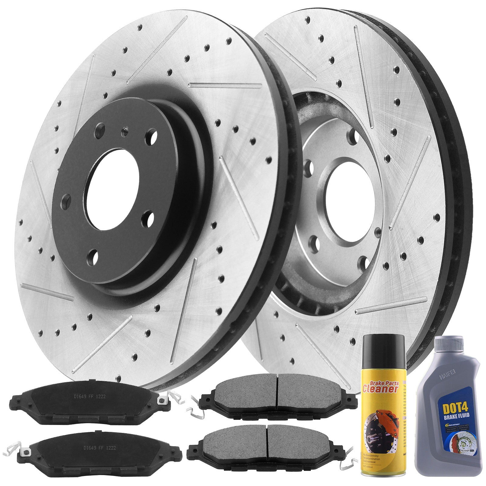 MotorbyMotor Front Brake Rotors 320mm Drilled & Slotted Design Brake Rotor & Brake Pad kit Including CLEANER DOT4 FLUID Fits for Infiniti JX35 QX60, Nissan Murano Pathfiner (All Models) MotorbyMotor