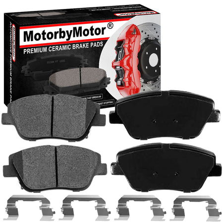 MotorbyMotor 4PC Front Ceramic Brake Pads with Hardware Kits, Hyundai Sonata, Kia Optima Low Dust Brake Pad MotorbyMotor