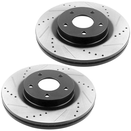 MotorbyMotor Rear Brake Rotors 260mm E-Coating Drilled & Slotted Brake Rotor & Brake Pad kit Fits for Acura TSX, Honda Accord 05 - 07 (Excluding V6 Hybrid) MotorbyMotor