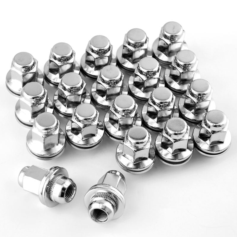 20pcs 14mmx1.5 Wheel Lug Nuts, Polished Stainless M14x1.5