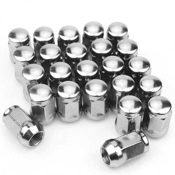 24pcs 14mmx1.5 Wheel Lug Nuts, Polished Stainless M14x1.5 Lug Fits for Chevy GM GMC Ford Truck Chrome Acorn MotorbyMotor