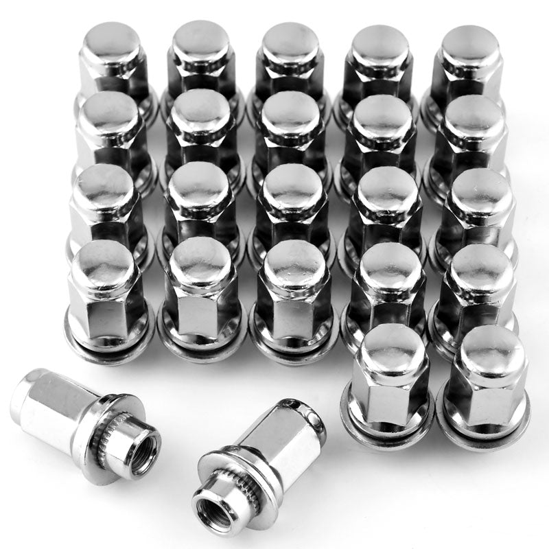 24pcs 12mmx1.5 Wheel Lug Nuts, Mag Seat Chrome M12x1.5 Lug