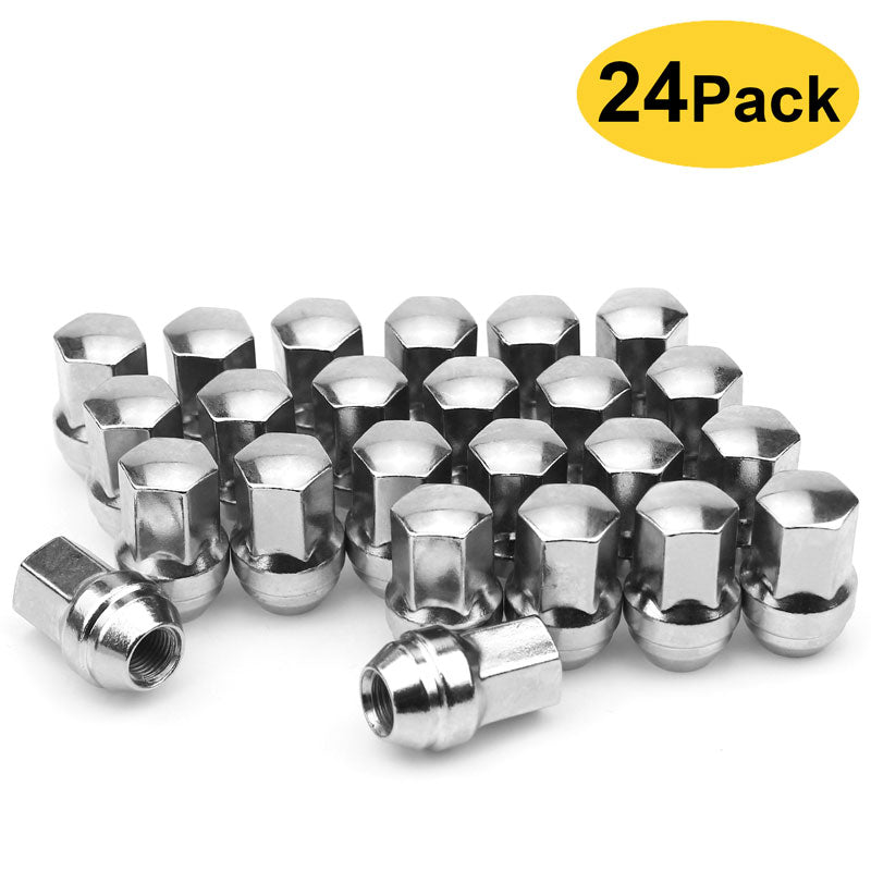 24pcs 14mmx1.5 Wheel Lug Nuts, Polished Stainless Ball