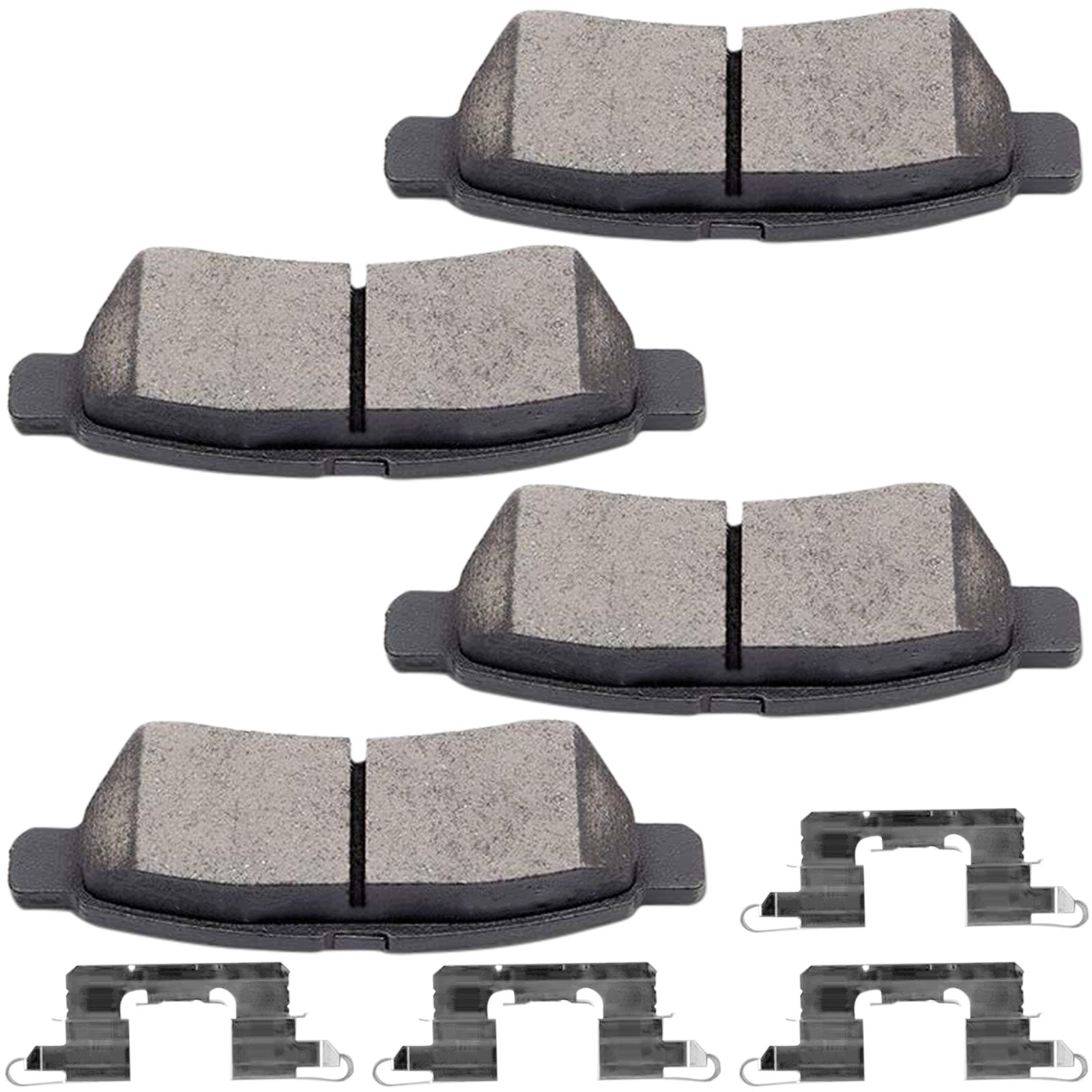 4PC Rear Ceramic Brake Pads with Hardware Kits Fits for Nissan Frontier 2005-2009, Nissan Xterra 2005-2015, Suzuki Equator 2009-2012 Low Dust Brake Pad MotorbyMotor