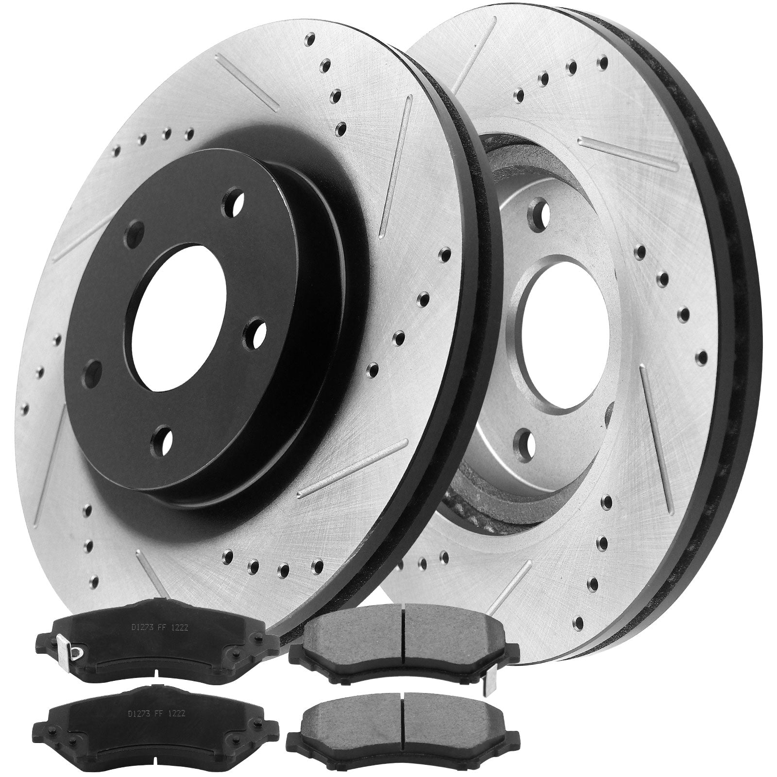 MotorbyMotor Front Brake Rotors 302mm Drilled & Slotted Design Brake Rotor & Brake Pad kit Fits for Dodge Nitro 2007-2011, Jeep Liberty 2008-2012-(Standard Brake Option (302mm Rotor Size) MotorbyMotor