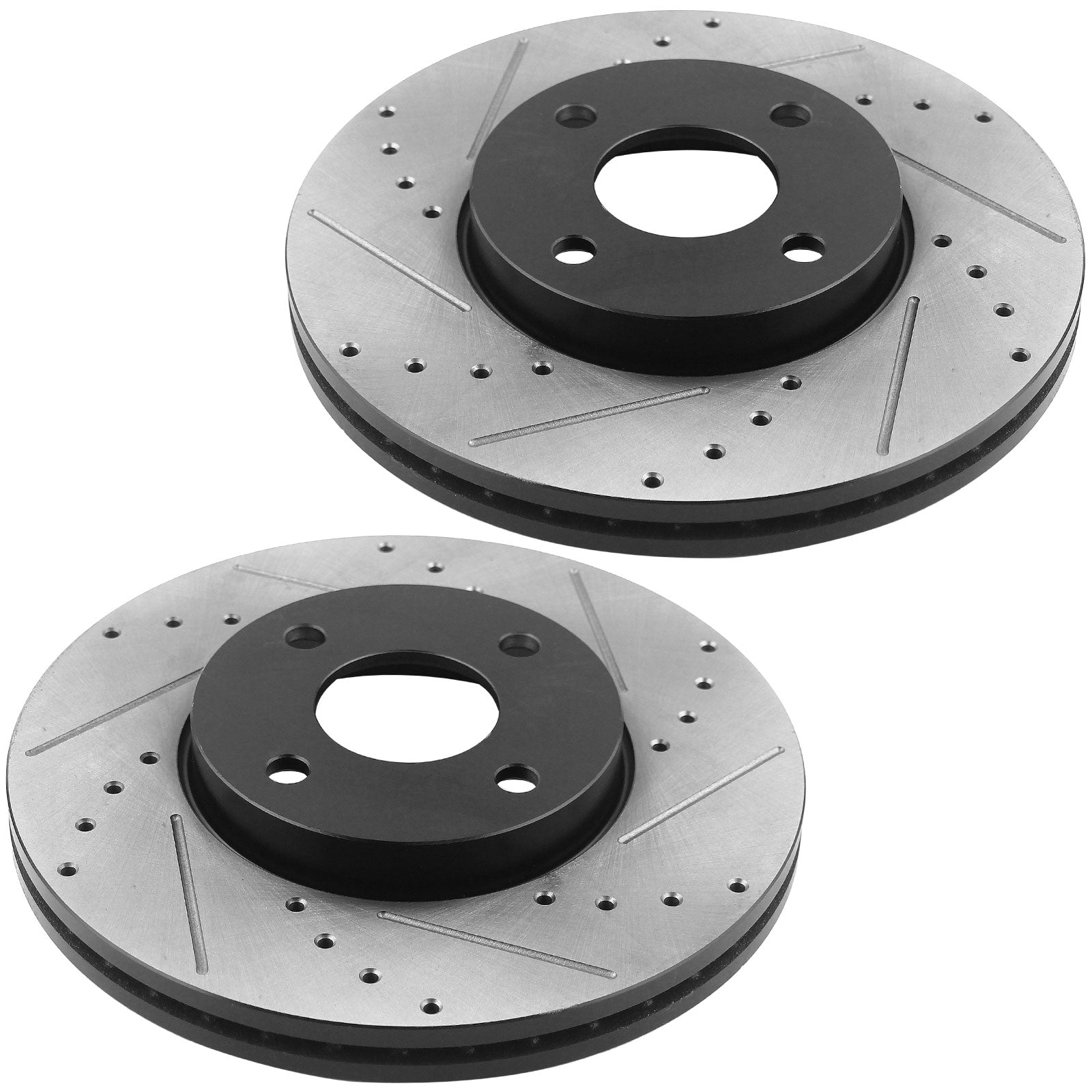 MotorbyMotor Front Brake Rotors 278mm Drilled & Slotted Design Brake Rotor & Brake Pad kit Fits for Ford Focus 2005-2007 MotorbyMotor