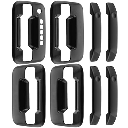 4PCS Exterior Door Handle Fits for 2004 2005 2006 2007 2008 2009 2010 2011 2012 2013 2014 Ford F150 Outer Outside Car Door Handle (Gloss Black) MotorbyMotor