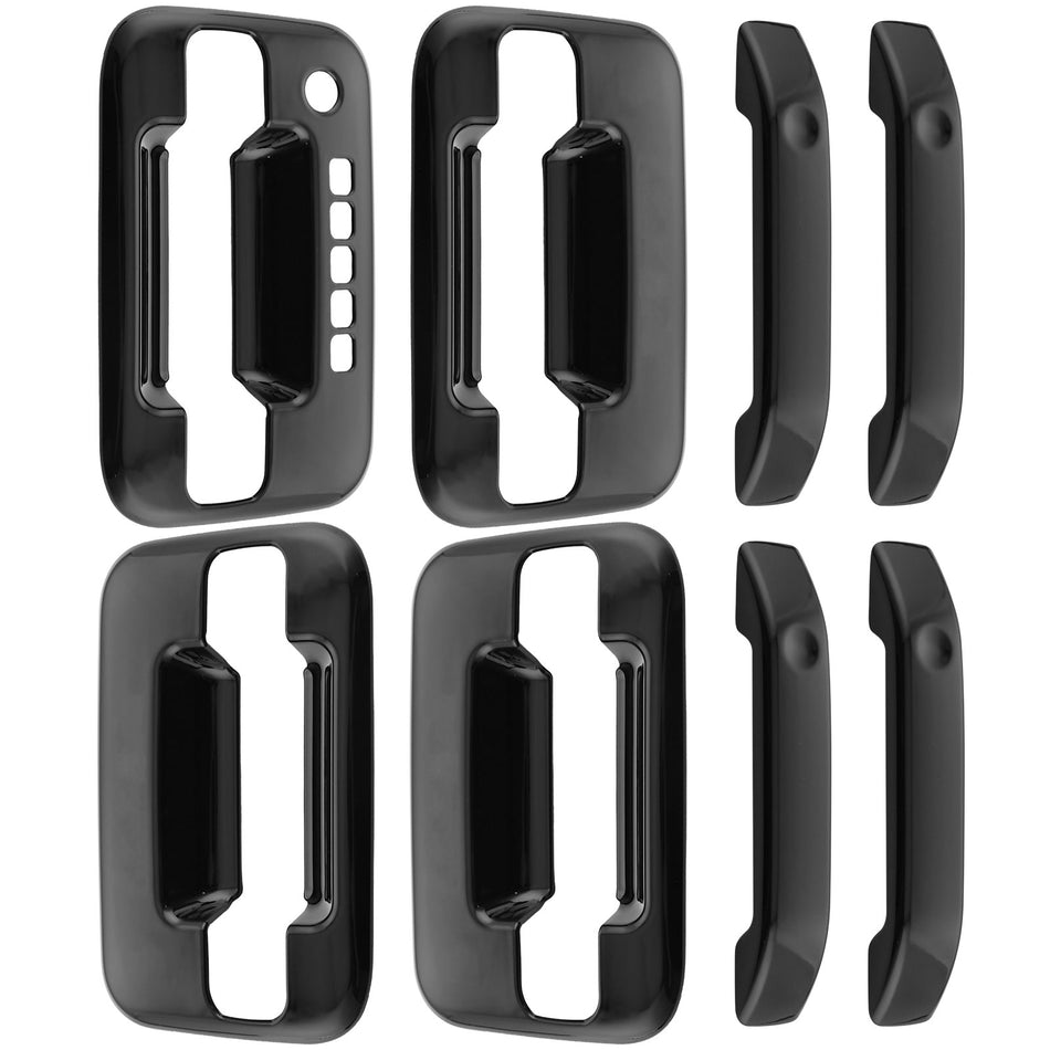 4PCS Exterior Door Handle Fits for 2004 2005 2006 2007 2008 2009 2010 2011 2012 2013 2014 Ford F150 Outer Outside Car Door Handle (Gloss Black) MotorbyMotor
