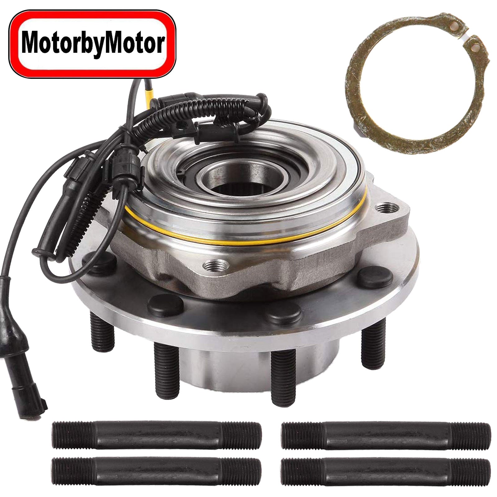 MotorbyMotor 515082 (4WD) Front Heavy Duty Wheel Bearing Assembly with 8 Lugs Fits for Ford F-250 F-350 Super Duty Wheel Bearing and Hub Assembly (w/ABS, DRW)-Dual Rear Wheels ONLY MotorbyMotor
